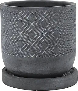 Cement Diamond Planters  W/Saucer 5x5