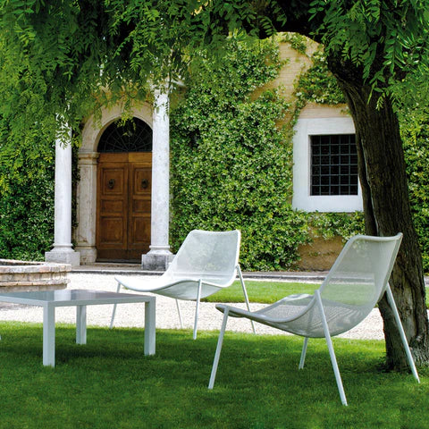 White Round outdoor stackable metal lounge chair Bon Bon