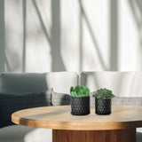 Teardrop Matte Black Planters W/ Saucer 5x5