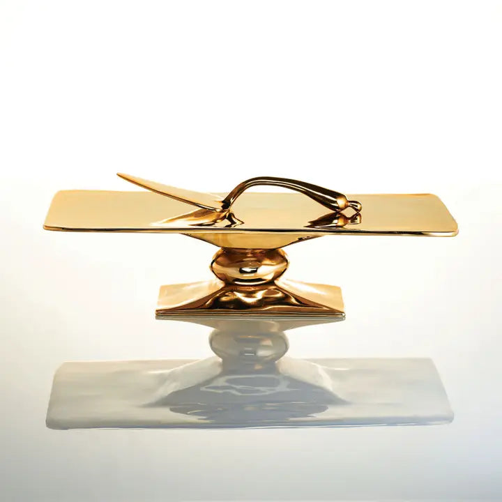 Rock Rectangle Cakestand Gold