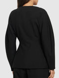 Black Fitted Drapey Melange Blazer