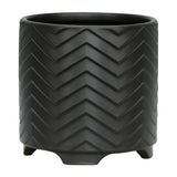 Chevron Matte Black Footed Planter 6x6