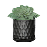 Teardrop Matte Black Planters W/ Saucer 6x6