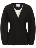 Black Fitted Drapey Melange Blazer