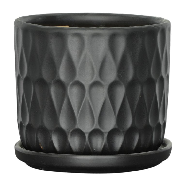 black matte plant pot Teardrop Matte Black Planters W/ Saucer 5x5 – Bon Bon