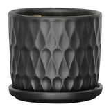 Teardrop Matte Black Planters W/ Saucer 5x5