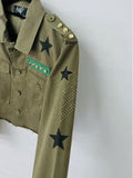 Schacket Army Green Cropped, Gold Studs & Star