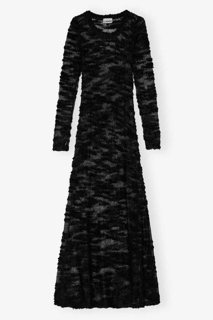black boucle maxi dress Black Boucle Crystal Trim Satin Midi Dress self-portrait-US