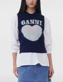 Heart Graphic Wool Blend Sweater Vest