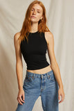 Gigi ribbed cotton modal high neck cropped tank