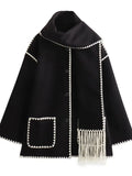 Hepburn Cape with Tassel Scarf