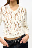 Off-White Rhinestone Cotton Pointelle Cardigan