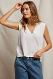 Margot crispy lightweight cotton sleeveless v neck tank