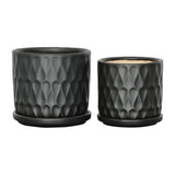 Teardrop Matte Black Planters W/ Saucer 6x6