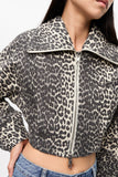 Leopard Curve Sleeve Short Jacket