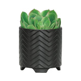 Chevron Matte Black Footed Planter 8x8