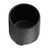 Chevron Matte Black Footed Planter 6x6