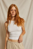 Gigi ribbed cotton modal high neck cropped tank