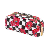 Roses On Check Cosmetic Bag