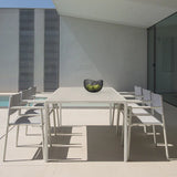 High end white outdoor dining extendable table