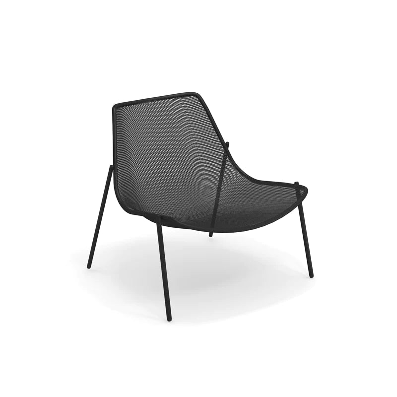 Black outdoor round stackable metal lounge chair