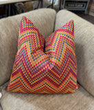 Pink and Yellow ZigZag Throw Pillow