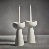 Ceramic Dual Taper/Pillar Holder – White
