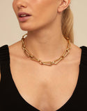 squared gold-plated metal necklace