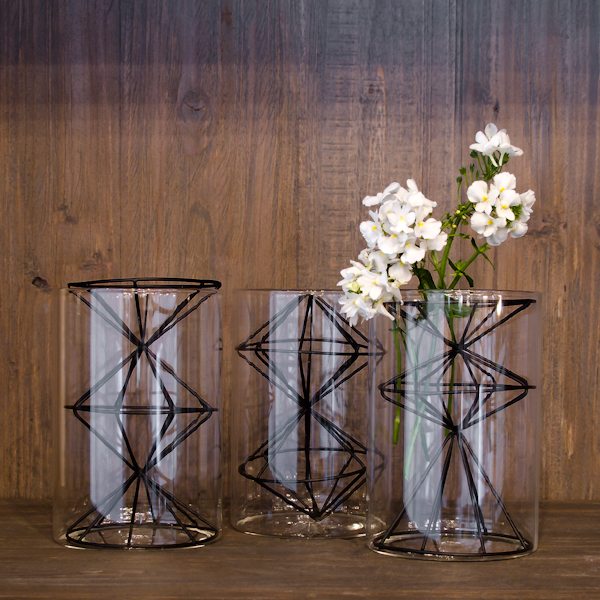 Glass Vase with Wire Holder
