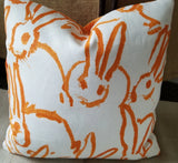 Hunt Slonem Bunnies Orange Pillow