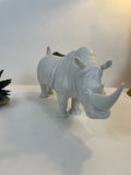Rhino garden sculpture by Lladró- matte white
