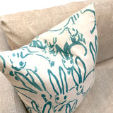Hunt Slonem Bunnies Turquoise Pillow